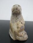Inuit Soapstone Seal Figurine Sculpture, Signed