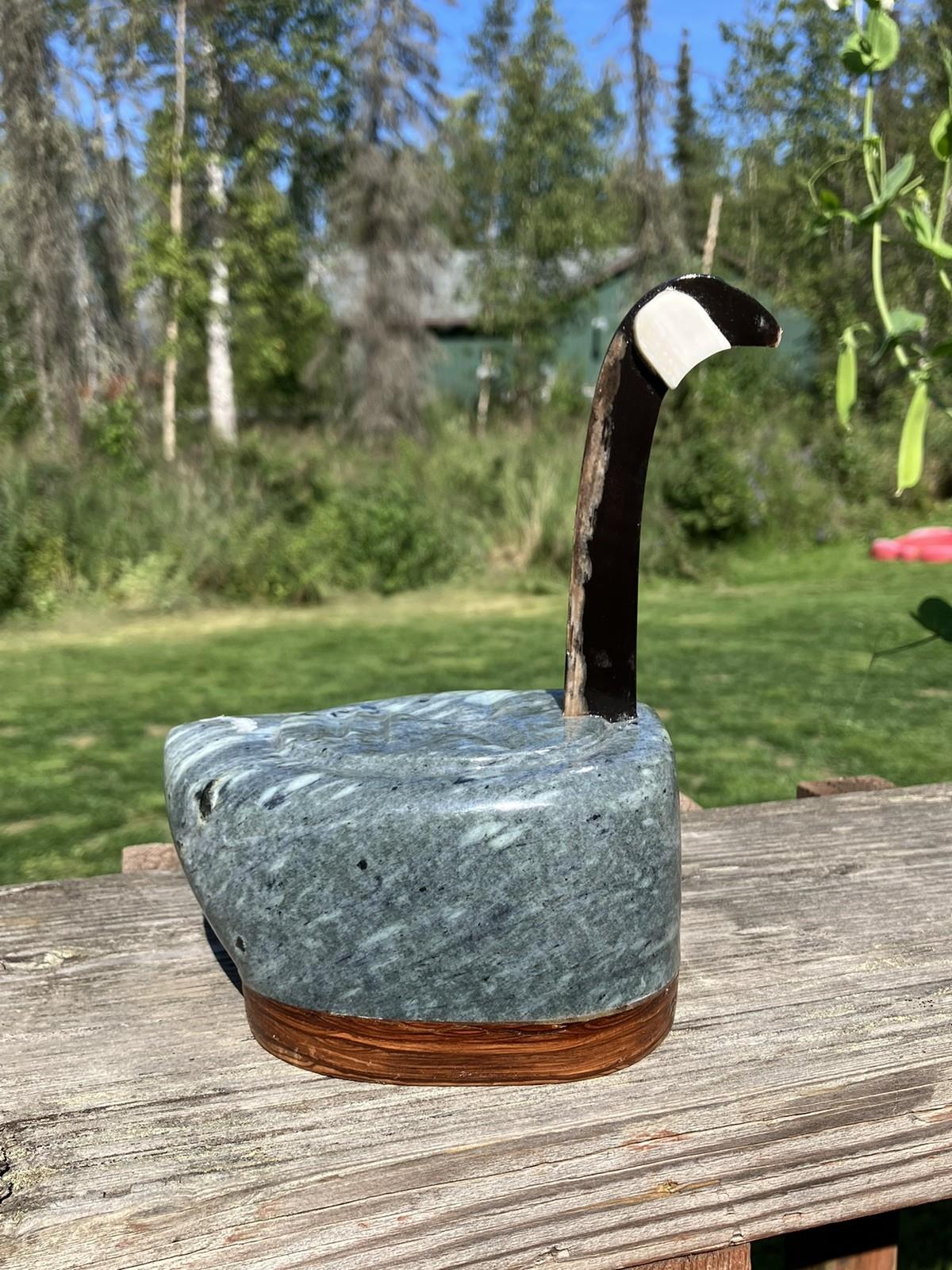 Unique Inuit Soapstone Carving - Goose Face Whale