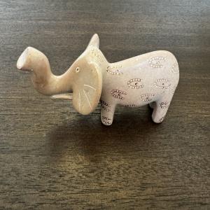 Hand-Carved Soapstone Elephant Figurine - Lucky Trunk Up