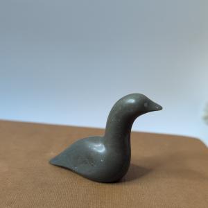 Green Soapstone Loon Carving by Belcher