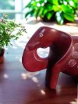 Hand-Carved Red Soapstone Elephant Figurine 3