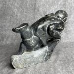 Inuit Soapstone Hunter Seal Statue 9” x 6”