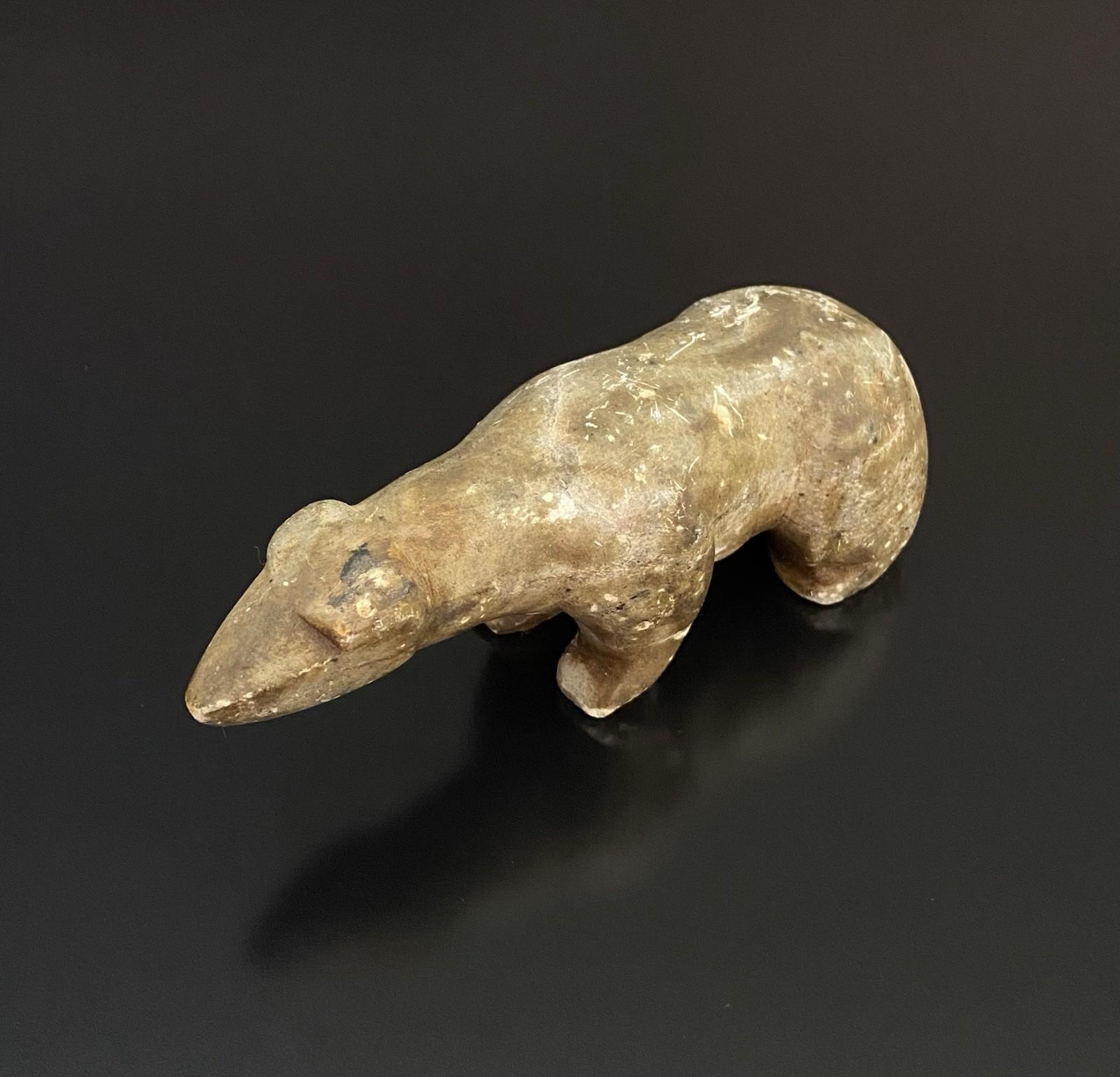 Signed Inuit Bear Soapstone Sculpture from Alaska