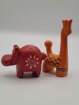 Colorful Hand-Carved Giraffe and Hippo Soapstone