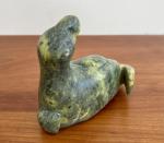 Inuit Hand Carved Green Soapstone Seal, 1950s