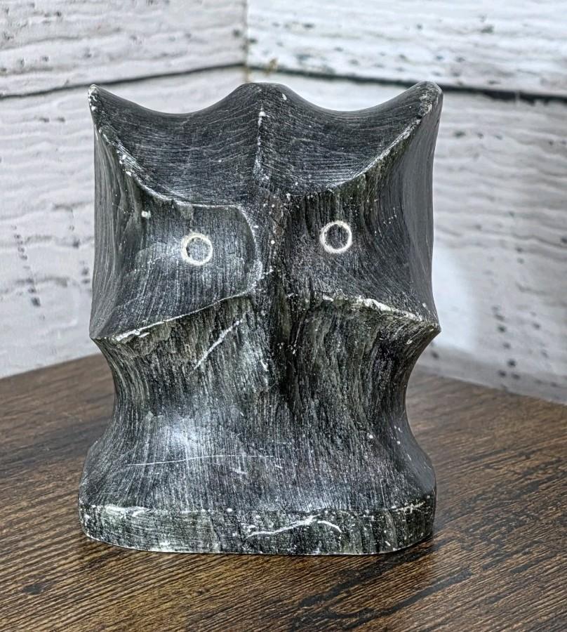Inuit Soapstone Carved Owl by Toyago