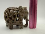 Vintage Soapstone Elephant with Baby Sculpture