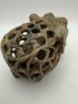 Vintage Soapstone Elephant with Baby Sculpture