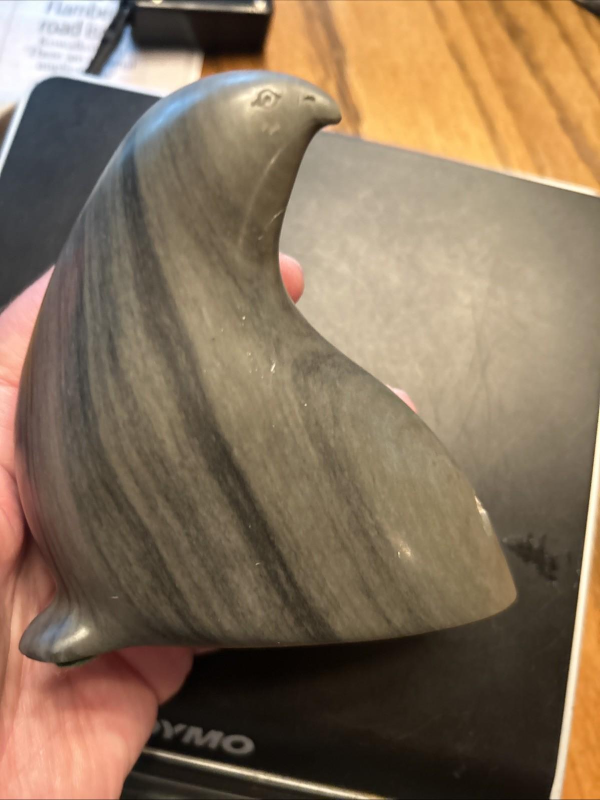 Inuit Soapstone Bird Sculpture - Hand Carved Art