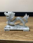 Hand-Carved Chinese Dragon Soapstone Sculpture with Pearl