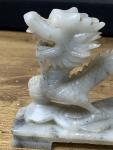 Hand-Carved Chinese Dragon Soapstone Sculpture with Pearl