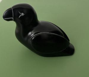 Hand Carved Black Soapstone Canadian Puffin Figurine