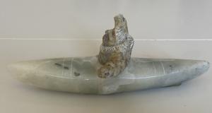 Ekemo Soapstone Eskimo Kayaker Sculpture