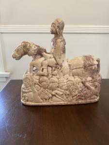 Antique Soapstone Horse Rider Sculpture