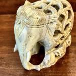 Soapstone Elephant Statue with Intricate Carving
