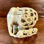 Soapstone Elephant Statue with Intricate Carving