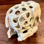 Soapstone Elephant Statue with Intricate Carving
