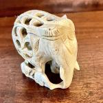 Soapstone Elephant Statue with Intricate Carving