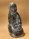 Inuit Fisherman Soapstone Carving - 7 Inches