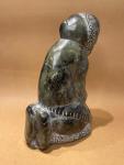 Inuit Fisherman Soapstone Carving - 7 Inches