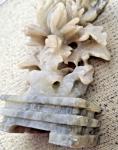 Vintage Chinese Floral Soapstone Hand-Carved Sculpture