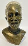African Green Soapstone Tribal Man Bust Sculpture