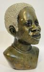African Green Soapstone Tribal Man Bust Sculpture