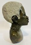 African Green Soapstone Tribal Man Bust Sculpture