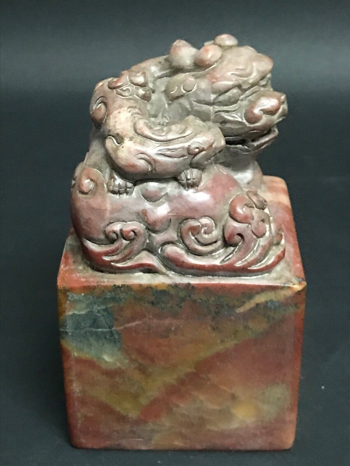 Chinese Soapstone Carved Seal with Foo Dog