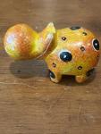 Orange & Yellow Soapstone Hippo Figurine