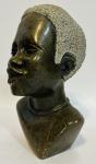 African Green Soapstone Tribal Man Bust Sculpture