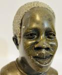 African Green Soapstone Tribal Man Bust Sculpture