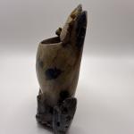 Vintage Hand-Carved Soapstone Mountain Village Sculpture