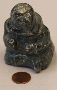 Inuit Soapstone Carving of a Man, Signed