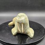 Gray Soapstone Walrus Figurine - 6" Long