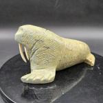 Gray Soapstone Walrus Figurine - 6" Long