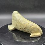 Gray Soapstone Walrus Figurine - 6" Long