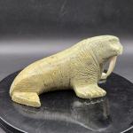 Gray Soapstone Walrus Figurine - 6" Long