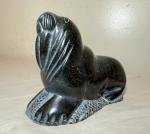 Carved Soapstone Walrus Sculpture by Isa Kasudluak