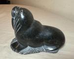 Carved Soapstone Walrus Sculpture by Isa Kasudluak