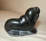 Carved Soapstone Walrus Sculpture by Isa Kasudluak