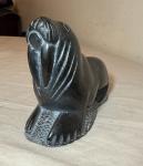 Carved Soapstone Walrus Sculpture by Isa Kasudluak