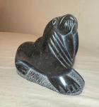 Carved Soapstone Walrus Sculpture by Isa Kasudluak