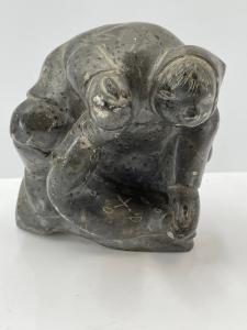 Inuit Soapstone Hunter with Bear Carving