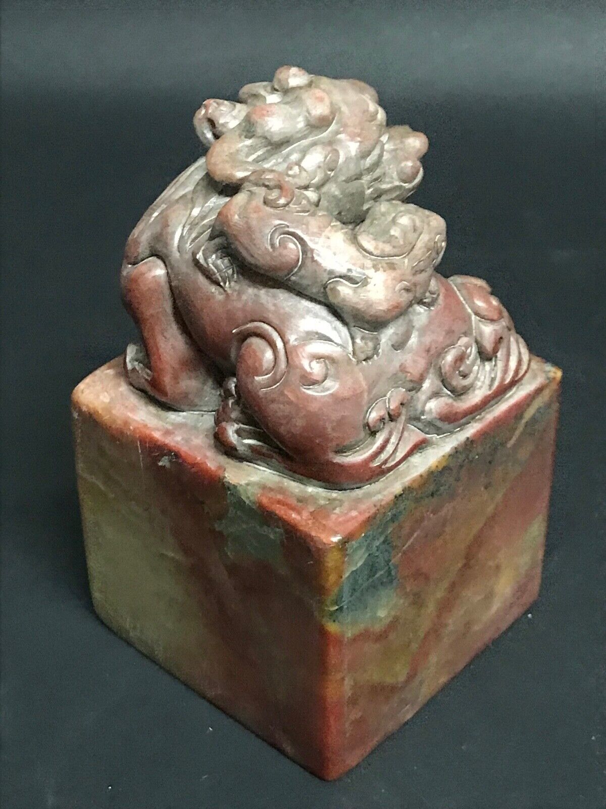 Chinese Soapstone Carved Seal with Foo Dog