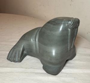 Vintage Large Soapstone Carving of Canadian Walrus