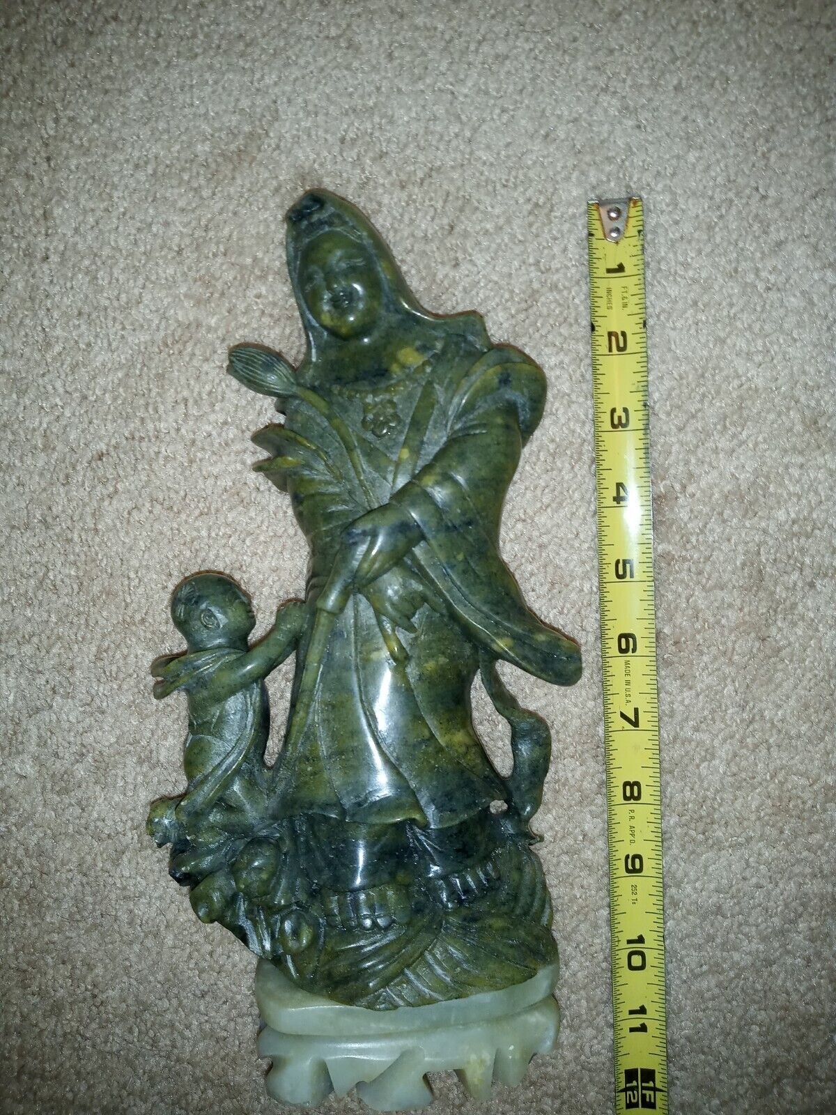 Chinese Soapstone Carved Kwan Yin Statue - Vintage