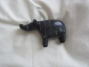 Black Soapstone Hippo - Beautifully Detailed Carving