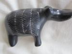 Black Soapstone Hippo - Beautifully Detailed Carving