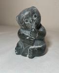 Hand-Carved Soapstone Bear Eating Sculpture